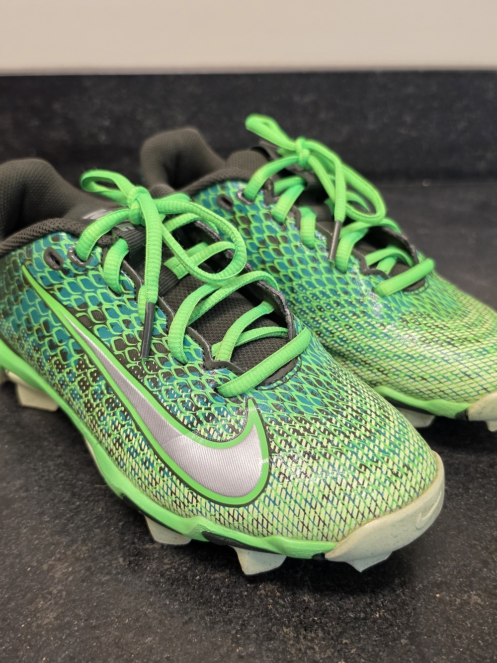 Nike Kids Green and Silver Soccer Cleats